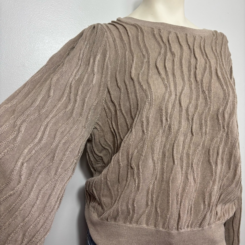 &merci textured tan crewneck sweater - Picture 2 of 5